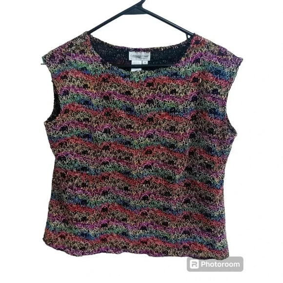 Coldwater Creek Tops - Coldwater Creek Embroidered Multicolor Sleeveless Crew Neck Knit Blouse Women Sm